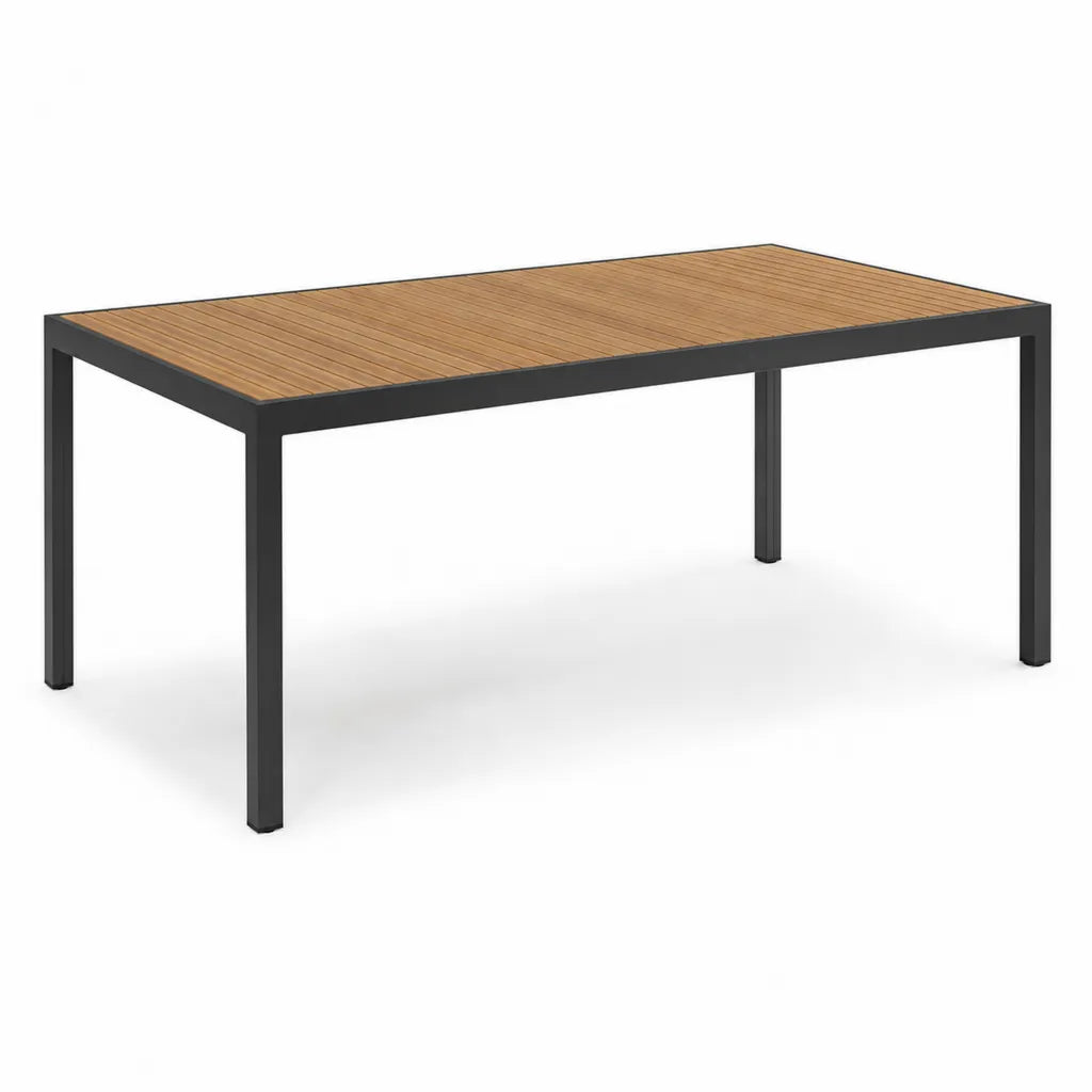 Table a manger rectangulaire 200 x 100 x 75 cm en bois massif d'acacia et acier noir