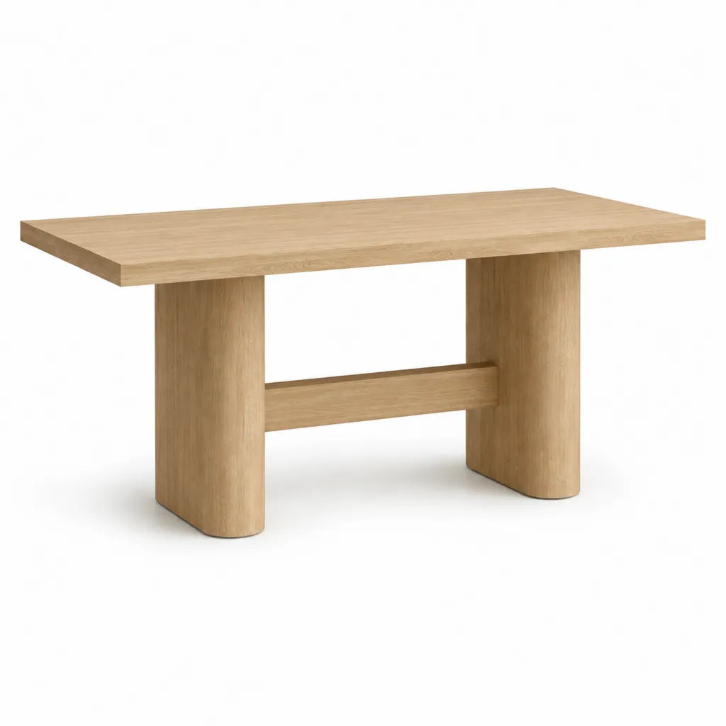 Table a manger rectangulaire 180 x 90 x 75 cm en panneaux MDF plaques chene clair