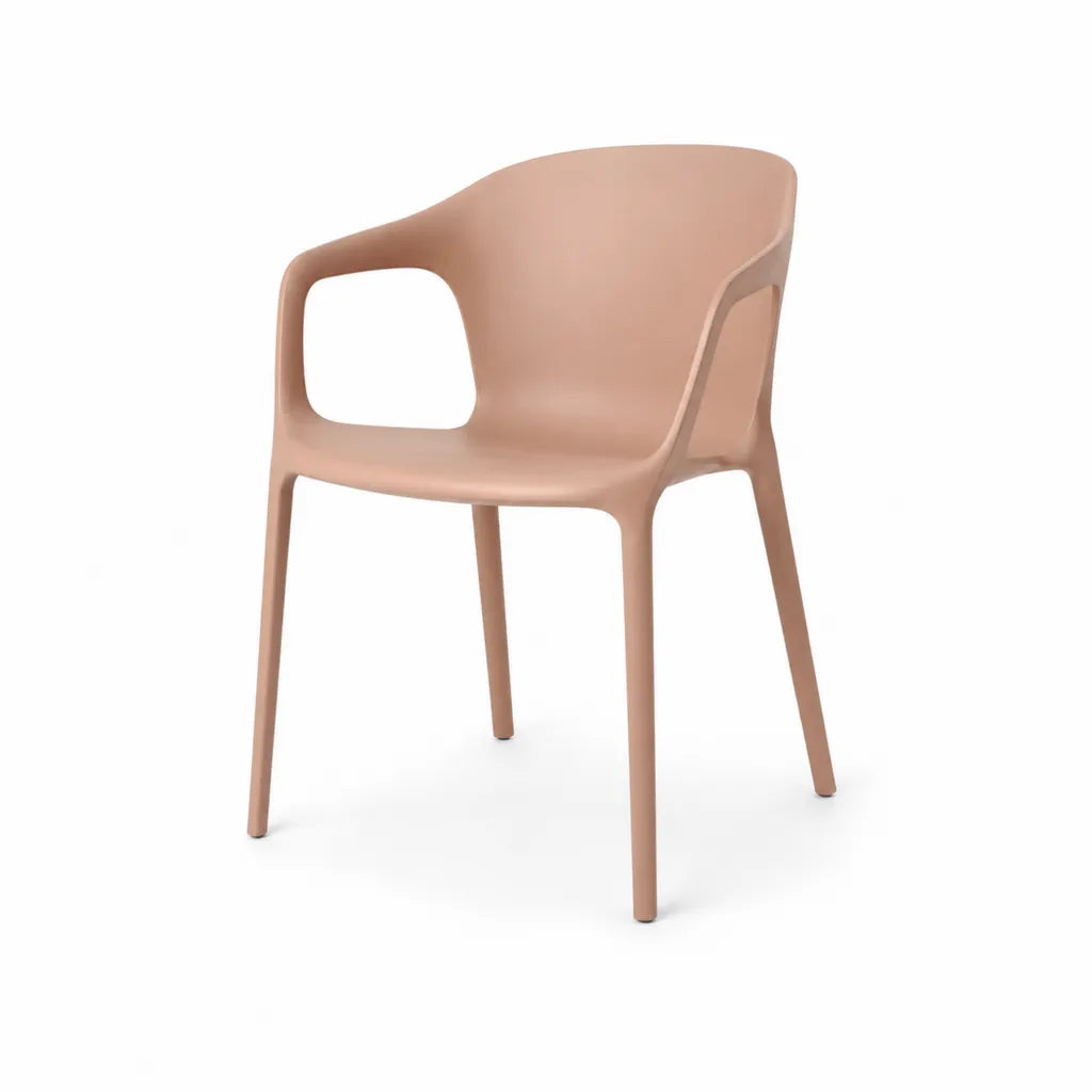 Chaise de jardin avec accoudoirs en polypropylene rose poudre forme arrondie 56 x 55 x 80 cm