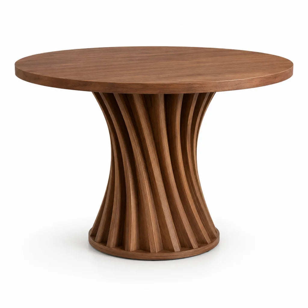 Table a manger ronde en noyer massif 120 x 75 cm marron