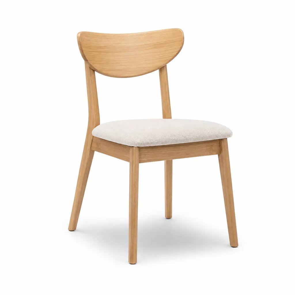 Chaise de salle a manger en chene massif avec assise rembourree ecrue 46 x 54 x 78 cm